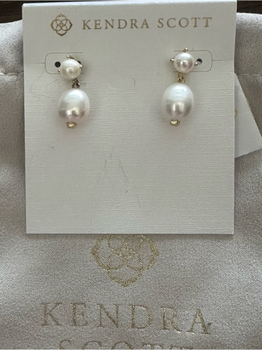 Kendra Scott Eve Freshwater Pearl Double Drop Earrings in Gold